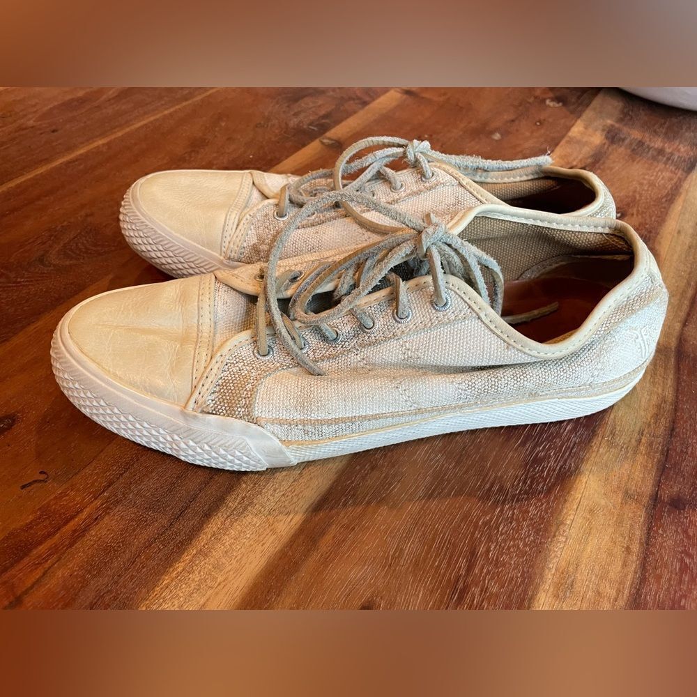 Frye Off White Canvas/Leather Sneakers Size 8